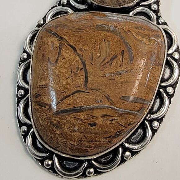 Necklace Pendants Picture Jasper and Rutilated Quartz Handmade Jewelry Silver - Picture 5 of 10